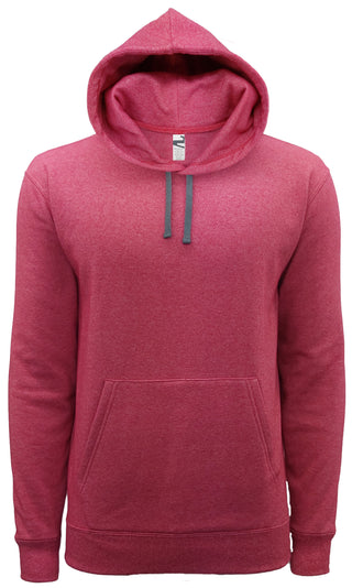 Buy red-heather DP 2002 Cotton/Poly 3end Fleece-  Hooded Sweatshirt - Unisex